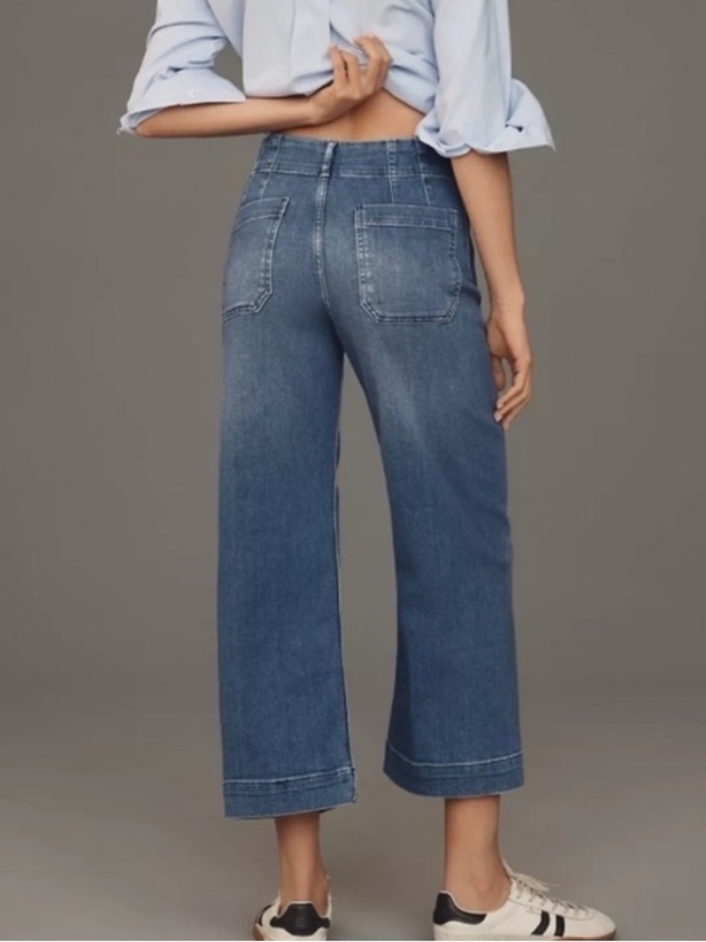 Anthropologie Maeve The Colette Wide Leg Cropped Jeans Medium Wash Sz 29 - Picture 2 of 12